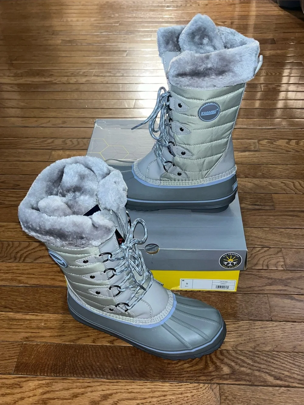 Khombu Denise Faux Fur Lined Winter Boots Gray Women’s Size 9 Narrow Calf (READ)
